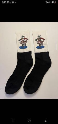 White Monkey Trim/Black Los Herbmanos Socks